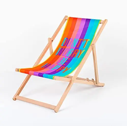 Produktbild: Merino Wool Lovely Line Liegestuhl Sonnenliege Klappbar, Gartenliege Rückenlehne verstellbar leicht klappbar Garten Balkon Strand Holzklappstühle Naturholz Lounger (Dont`t Worry)