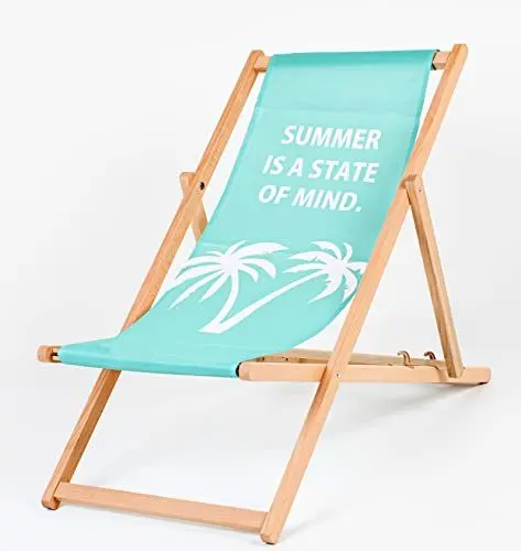 Produktbild: Merino Wool Lovely Line Liegestuhl Sonnenliege Klappbar, Gartenliege Rückenlehne verstellbar leicht klappbar Garten Balkon Strand Holzklappstühle Naturholz Lounger (Summer)