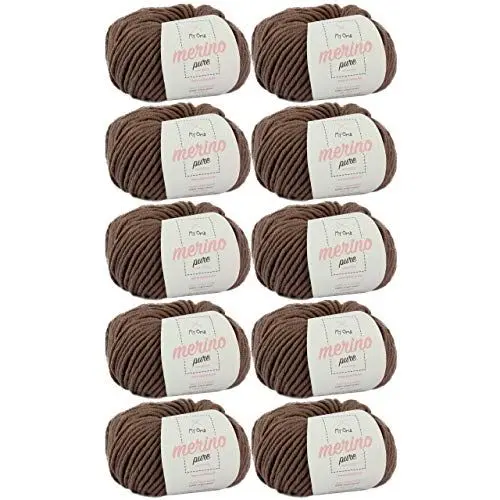 Produktbild: Merinowolle extrafine -10x Merino pure taupe (Fb 4368)- 10 Knäuel Merinowolle taupe + GRATIS Label - Merino Wolle zum Stricken braun - 50g/65m - Nadelstärke 6-7mm - 100% Merino - Wolle zum Stricken