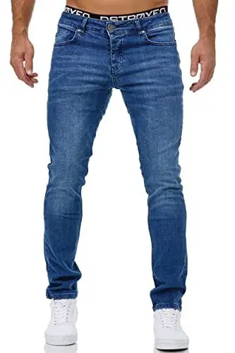 Produktbild: MERISH Jeans Herren Slim Fit Jeanshose Stretch Denim Hose Designer 1512 (42W /32L, 1509-2 Blau)