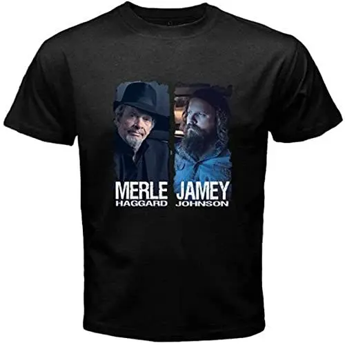 Produktbild: Merle Haggard Jamey Johnson Country Legend Men's Black T-Shirt Size S to 3XL Cotton Harajuku Men Tops Tee Shirt Top Sweatshirt Short Sleeve Black L