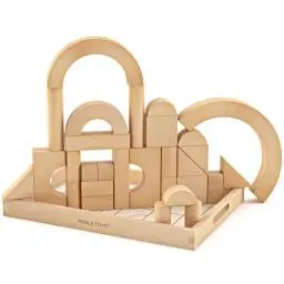 Produktbild: Merle Toys® Premium Holzbausteine Natur, Bauklötze Holz Groß für kreatives Bauen, Große Bausteine Holz, Bausteine ab 2 Jahre, Bauklötze ab 3 Jahre, 100% FSC-zertifizierte Holzbauklötze, 30er Set