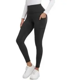 Produktbild: Merlvida Sport Leggings Damen High Waist Blickdicht Sportleggings mit Taschen Bauchweg Sporthose Lang Elastische Leggins Weiche Hose für Yoga Workout Gym