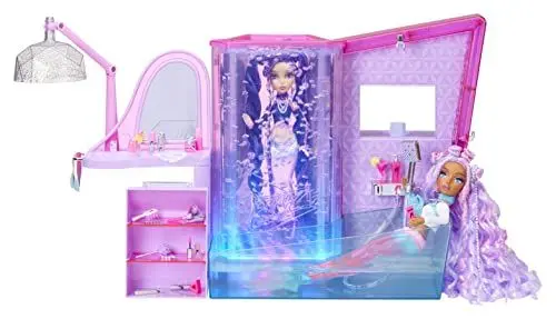 Produktbild: Mermaze Mermaidz Salon & Spa Spielset mit Farbwechsel - 2 Bereiche mit Farbwechsel, Bunte Lichter, Sprudelwand, Dusche, Badewanne, Beauty-Station und 19 Accessoires - für Kinder ab 4 Jahren