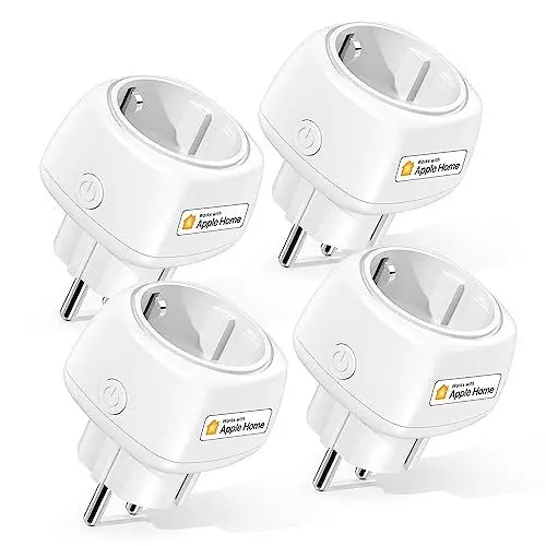 Produktbild: Meross Mini WLAN Steckdose 4er Pack Funktioniert mit Apple HomeKit, Smart Steckdose mit Sprachsteuerung und App Fernsteuerung, WiFi Smart Plug mit Zeitschaltuhr, kein Hub Erforderlich, 10A, Weiß