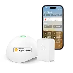 Produktbild: Smart Wassermelder meross Wassersensor mit Hub Drahtloser Flutdetektor IP67, bis 60dB Audio-Alarm für Küche, Badezimmer, Keller