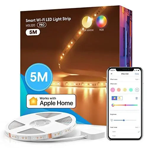 Produktbild: meross Led Strip 5m funktioniert mit Apple HomeKit, WLAN Led Streifen, Smart RGBWW Strip kompatibel mit Alexa und Google, für Zuhause, Party, Weihnachten