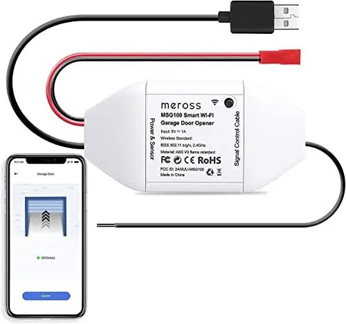 Produktbild: meross Smart WLAN Garagentoröffner, APP-Steuerung, Kompatibel mit Alexa, Google Assistant und SmartThings, kein Hub erforderlich