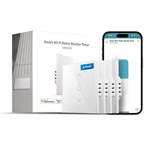 Produktbild: meross WLAN Rolladenschalter funktioniert mit Homekit, Alexa Rollladen, Smart Jalousien Schalter benötigt Nullleiter, Zeitschaltuhr und Sprachsteuerung, kompatibel mit Siri, Alexa, Google Home 4pcs