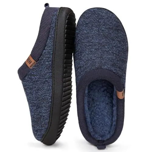 Produktbild: MERRIMAC Herren Slip-on Hausschuhe Bequem Memory-Schaum Rutschfest Innen Pantoffeln Dunkelblau, 43-44 EU