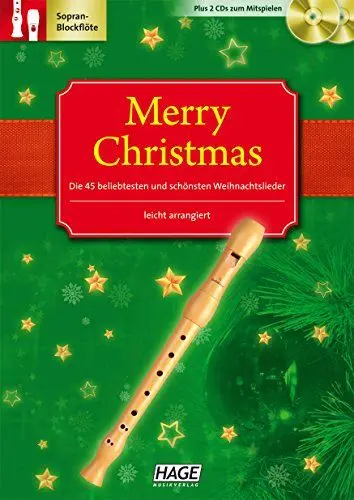 Produktbild: Merry Christmas, Ausgabe für C-Instrumente (Blockflöte) + 2 CD's: Ausgabe für C-Instrumente (Blockflöte) 45 Weihnachtsleider mit 2 Playback CDs