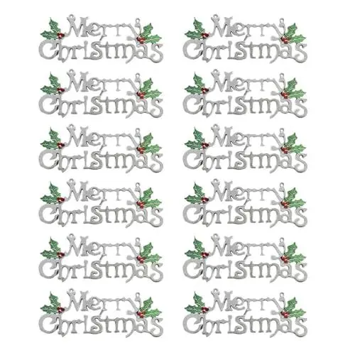 Produktbild: Merry Christmas Schriftzug Weihnachtsbaum Anhänger: Silber Buchstaben Christbaumschmuck DIY 12 Stücke Christbaum Deko Weihnachtskranz Basteln Weihnachten Party Festival Dekoration