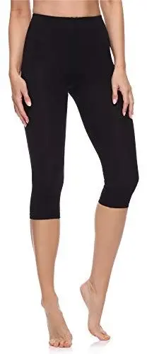 Produktbild: Merry Style Damen 3/4 Leggings Capri Leggings Damen aus Baumwolle Capri Sportleggings MS10-199 (Schwarz, M)