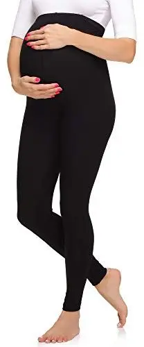 Produktbild: Merry Style Damen Lange Umstandsleggings aus Viskose MS10-297 (Schwarz, 4XL)