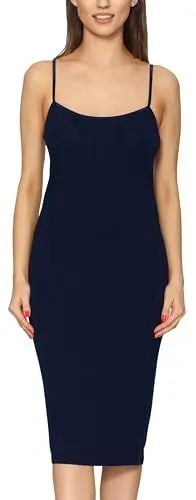 Produktbild: Merry Style Damen Unterkleid Knielänge Petticoat Midi Länge einstellbare Träger MS10-402 (Navy blau, 4XL)