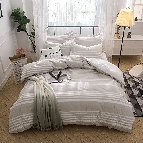Produktbild: Merryfeel 100% Baumwolle Garn gefärbt Seersucker Bettwäsche-Set - 135x200+80x80cm