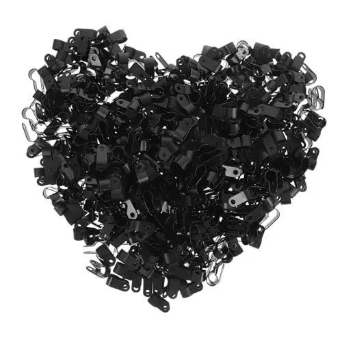 Produktbild: MERRYHAPY Kabelbefestigungsclips Drahtklemmen 1000 Stück R- Nylon-drahtmanagement-befestigungsklemmen Schwarz 104r Kabelclips Für Das Wohnzimmer Zu Hause