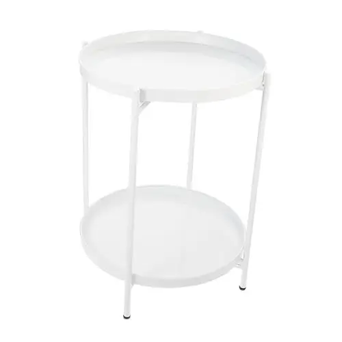 Produktbild: MERRYHAPY Moderne Wohnzimmertisch Kleiner Weißer Erker-teetisch Langlebiger Eisen-couchtisch Mit Einfacher Form