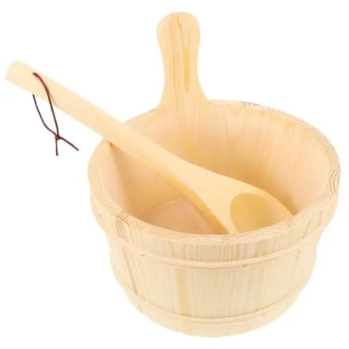 Produktbild: MERRYHAPY Dampfsauna- Essential Holzeimer-Set Saunaeimer Schaufel Handgefertigtes Holzfass für die Saunastunde