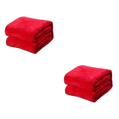 Produktbild: MERRYHAPY 2stücke Gorgeous Flannel Fleece Haustierdecke Rote Kuschelige Flanelldecke Für Hunde Und Katzen Waschbar Leicht Und Warm Für Ganzjährige Nutzung