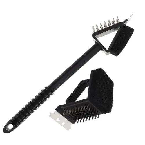 Produktbild: MERRYHAPY 2-teiliges Grill-Reinigungsbürsten- und Schaber-3-in-1-Grill-Reinigungswerkzeug aus Kupferdraht für den Grill einfache Reinigung des Grills Rutschfester Griff
