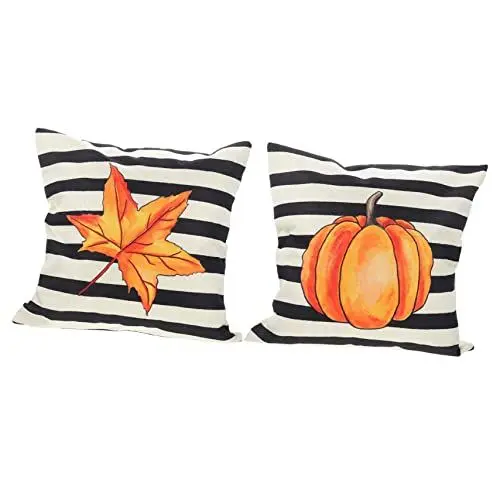 Produktbild: MERRYHAPY Thanksgiving Day Kissenbezug 2 Stück Kürbis Maple Leaf Thema Wohnzimmer Kissen Für Zuhause