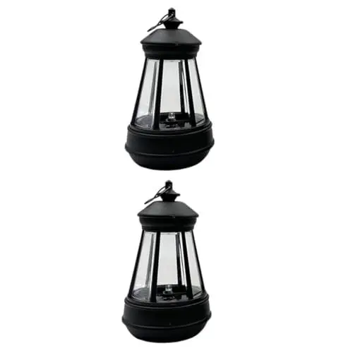 Produktbild: MERRYHAPY 2St Laterne Garten Dekoration Gartenlampe ausenleuchte Gartenlicht Tülle geführter Garten kronleuchter deckenleuchten Solar-Außenleuchten dekorativ Gartenbeleuchtung Plastik Black