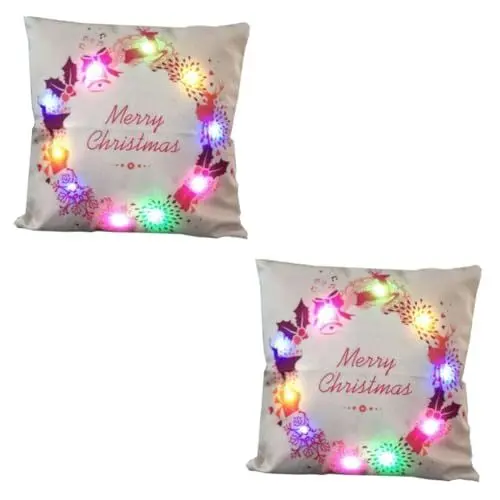 Produktbild: MERRYHAPY 2St dekorativer Kissenbezug weihnachtskissenbezug Weihnachts kissenbezüge weihnachtskissen bezug polstert Kissen Weihnachtskissen beleuchten Kissenbezug aus Leinen Kissen Kissen