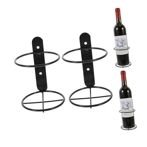 Produktbild: MERRYHAPY 2st An Der Wand Befestigtes Weinregal Weinhalter Wein Wandregal Weinbar Alkohol Weinflaschenhalter Weinberg Weinregale Zur Weinlagerung Wein Wandhalter Getränke Black Eisen