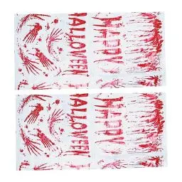 Produktbild: MERRYHAPY 2st Tischdecke Halloween-dekor Halloween-Party-Ornament Halloween-tischwäsche Halloween Blutige Dekoration Dekorationen Für Tanzpartys Halloween-wohndekoration Rot Stoff
