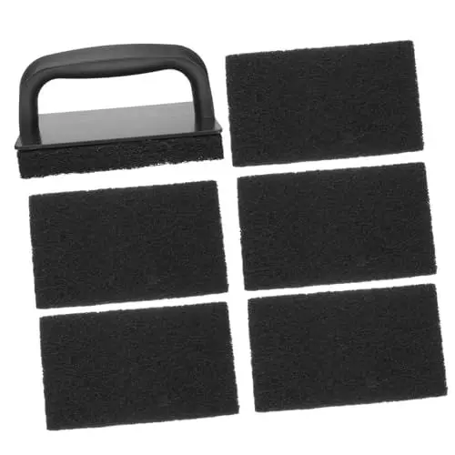 Produktbild: MERRYHAPY 3 Sätze Grill Reinigungsbürste Grill-scheuerpads Grillrost-reinigungsbürste Grillplatten-scheuerpads Nubuk-reinigungsset Bürstenreiniger Grillrostwäscher Bratpfanne Schwamm Black