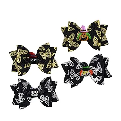 Produktbild: MERRYHAPY 4 Stück Halloween-haarspangen Mädchen Haarschleifen Kleinkind Mädchen Haarschmuck Schleifenhaar Haarspangen Für Kleinkinder Herbstschleifen Für Mädchen Tiara Für Mädchen Abs