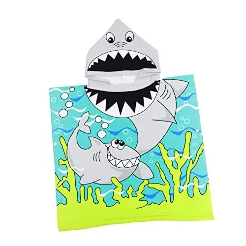 Produktbild: MERRYHAPY Badetuch-umhang Für Kinder – Strandtuch-umhang Kinderumhang Weich Und Saugfähig Cartoon-Muster Schnelltrocknend Badetuch-Poncho
