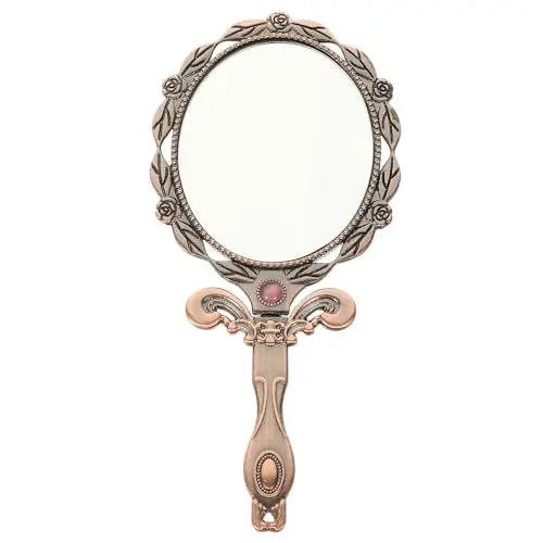 Produktbild: MERRYHAPY Faltbarer Handspiegel Tragbarer Schminkspiegel Klappbarer Kosmetikspiegel Kleiner Griffspiegel Für Damen Make-up Spiegel Für Reisen Und Geschäftsreisen