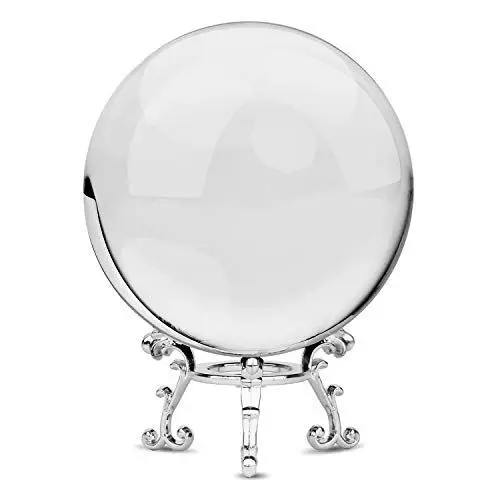 Produktbild: MerryNine 80 mm Foto-K9-Kristallkugel mit stilvollem Metallständer und Mikrofaser-Tasche, Dekorations- und Fotografie-Zubehör (Transparent)