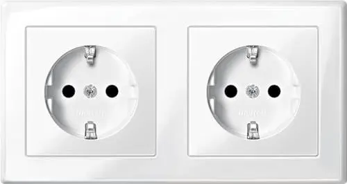 Produktbild: Schneider Electric Merten Schuko-Doppel-Steckdose, Berührungsschutz, Steckklemmen, M-Smart, polarweiss glänzend, Artikelnummer MEG2328-1419