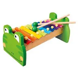 Produktbild: Mertens Xylophon Frosch, Spielzeug für Kinder ab 1,5 Jahre (Musikinstrument für Kinder aus Holz & Metall, 8 Klangplatten, kindgerechtes Frosch-Design, Holzspielzeug inkl. 2 Holz-Schlägel), Mehrfarbig