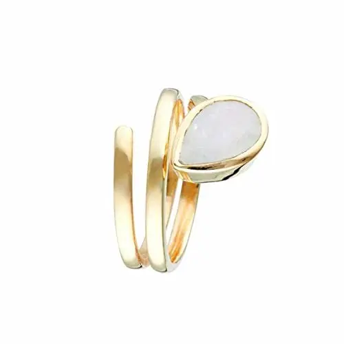 Produktbild: Mes-bijoux.fr Goldener Ring Luna, weißer Mondstein, Messing