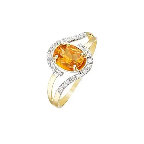 Produktbild: Mes-bijoux.fr Ring Yellowstone Citrin Gelbgold und Diamanten, Gelbgold, Citrin