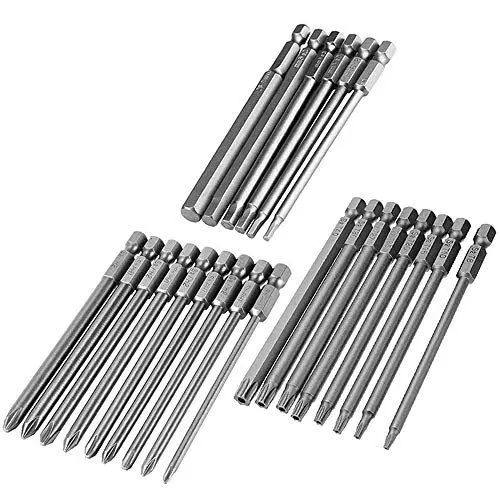 Produktbild: Mesee 23 Stück lange Schraubenzieher Stückchen Satz, S2 Stahl Magnetische 1/4