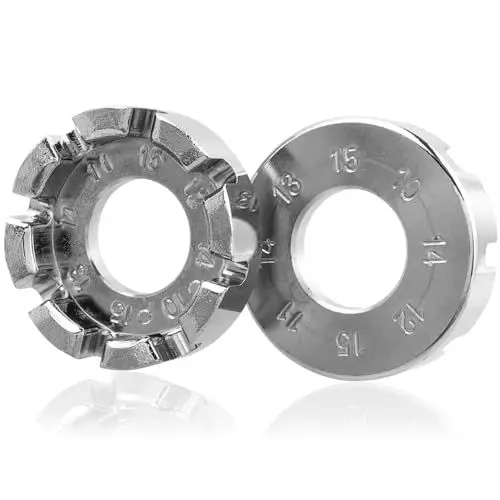 Produktbild: Mesee 2 Stück Speichenschlüssel für Fahrrad, Speichenschlüssel, Universal, Speichenschlüssel für Fahrradreifen, Kaliber 10 – 15, Speichenschlüssel, 8 Wege, für Reparatur, Radfahrrad, Fahrrad