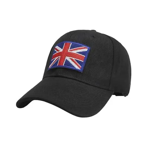 Produktbild: Mesh Cap Herren Outdoor-Baseballkappen mit britischer Flagge für Vier Jahreszeiten für Männer und Frauen sowie englische Fans in Europa Jack Cap (Black, One Size)