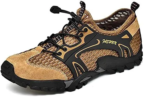 Produktbild: Mesh Schuhe Herren Sandalen Herren Atmungsaktiv Leichte Schuhe Außenbereich Wandersandalen Barfuß Training Wasser Walking Turnschuhe （Braun,41/42 EU,42 Markengröße