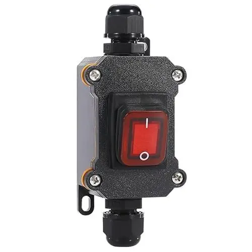 Produktbild: Meskliu Wasserdichter Inline Schalter, 125VAC/16A-250VAC/20A DPST Ein/Aus Wippschalter,IP67 Schalter Kabelschalter Schnurschalter für Außeneinsatz Auf Beiden Seiten Ein und Ausgang(Rote LED)
