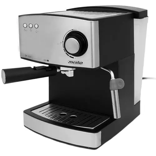 Produktbild: Mesko MS4403 Kaffeemaschine Espresso, Siebträgermaschine 15 Bar, Espressomaschine Klein für Kaffee Cappuccino und Latte, Milchaufschäumer, Tassenwärmer, Edelstahl-Ausführung, 1,6L Wassertank, 850 W