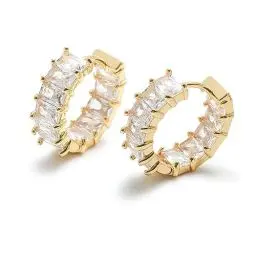 Produktbild: MESOVOR Creolen Ohrringe mit Zirkonia für Damen, 18 Karat Vergoldete Mehrfarbige Zirkonia-Ohrringe, Schmuck, Geschenke für Frauen und Mädchen (Weiss)