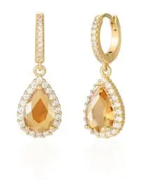 Produktbild: Mesovor Diamant Tropfen Creolen Ohrringe für Damen, 18 Karat Vergoldete Wasser Tropfen Ohrringe mit Kubischem Zirkonia für Hochzeit, Abschlussball, Party Schmuck (Sekt)