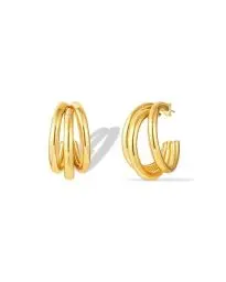 Produktbild: Mesovor Gold Creolen Ohrringe für Damen, 18K Vergoldete Klobige Dreifach-Krallen-Creolen Ohrringe, Gold Earrings, Trendiger Schmuck Geschenke (Klein)