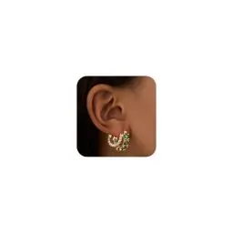 Produktbild: Mesovor Goldene Doppel Creolen Ohrringe für Damen, 14K Vergoldete Farbige Zirkonia Creolen Ohrringe, Gold Earrings, Schmuck Geschenke (Grün)