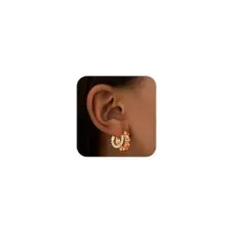 Produktbild: Mesovor Goldene Doppel Creolen Ohrringe für Damen, 14K Vergoldete Farbige Zirkonia Creolen Ohrringe, Gold Earrings, Schmuck Geschenke (Orange)